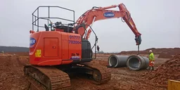 A Clumber Construction Hitachi Excavator